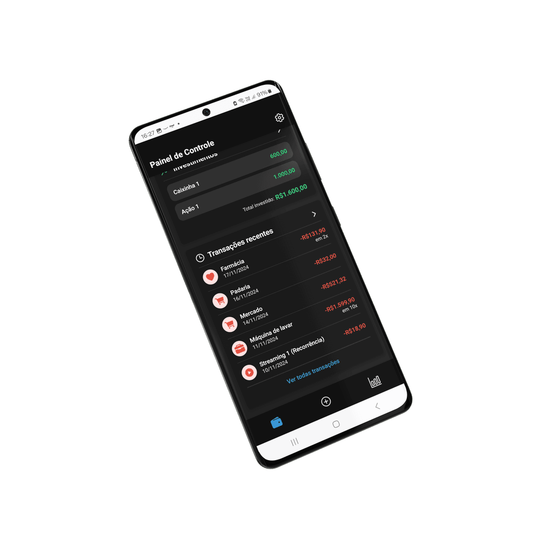 Smartphone com o app Bulbex